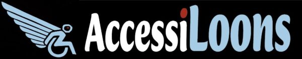 Header graphic featuring the AccessiLoons logo. On the left, a stylized figure in a wheelchair with large light blue wings and a red dot for the eye. To the right, the word ‘AccessiLoons’ is written in bold, playful white and light blue text, with the ‘i’ having a red dot above it, all set against a black background.